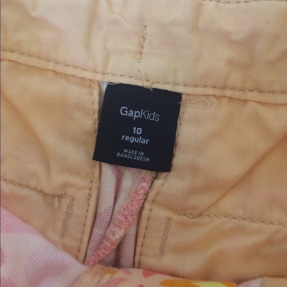GapKids Retro Floral Print‎ Shorts Size 10 Pink Orange Mid Rise - Picture 3 of 4